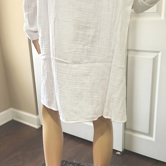 ROXY WHITE COVERUP SIZE L NEW WITH TAGS LONG SLEEVES  100% COTTON - Picture 9 of 16